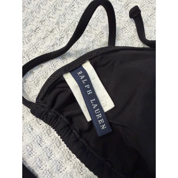 Polo Ralph Lauren Women's Black Icon Pony String Bikini Set Size 6 - Picture 4 of 7